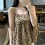 Áo yếm in họa tiết da báo cổ điển kiểu Pháp mùa hè Thiết kế phong cách mới cay ngọt ngào Slim-fit Slimer Look Niche Top