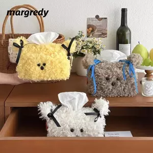 Hộp đựng khăn ăn MARGREDY, Hộp đựng khăn giấy sang trọng hình vuông, Thiết kế chó con dễ thương Khăn giấy mềm trang trí nhà cửa