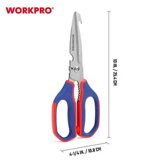 Kéo bếp đa năng 250mm (10 inch) Workpro - WP214006 thép Cr-V chống gỉ, tay cầm cao su chống trượt