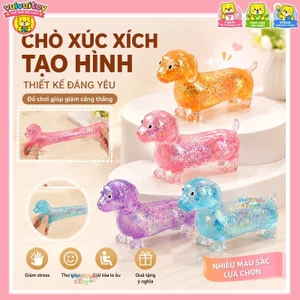 Đồ chơi bóp xả stress hình chó xúc xích phiên bản kim tuyến lấp lánh – đồ chơi nặn bóp xả stress