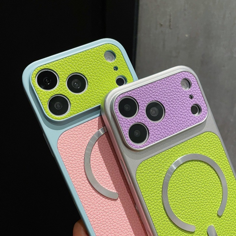 Ốp điện thoại từ tính bằng da họa tiết vải thiều sang trọng tức thì 17 Thích hợp cho iPhone 17 16 15 14 13 12 11 PRO MAX Ốp lưng