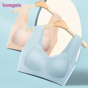 Áo Ngực Thể Thao Không Dây BORAGETE, Áo Ngực Đẩy Lên Thoáng Khí Liền Mạch, Áo Thể Dục Ren Mỏng Màu Trơn Tập Luyện Áo Cho Nữ
