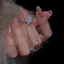 PNPIA- Sel Bướm Dây Xích Nhẫn Nữ Bé Gái Sáng Bóng Kim Cương Giả Zircon Nhiều Lớp Mở Nhẫn Bộ Punk Trang Sức Thời Trang