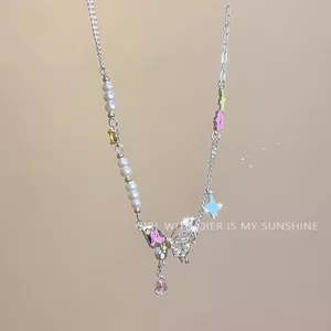 Bướm Rỗng Khâu Nhấp Nháy Vòng Cổ Kim Cương Nữ Biểu Đồ Xương Đòn Dây Chuyền 2025 Phong Cách Mới Ngọt Ngào Thời Trang Vòng Cổ 26.3.22