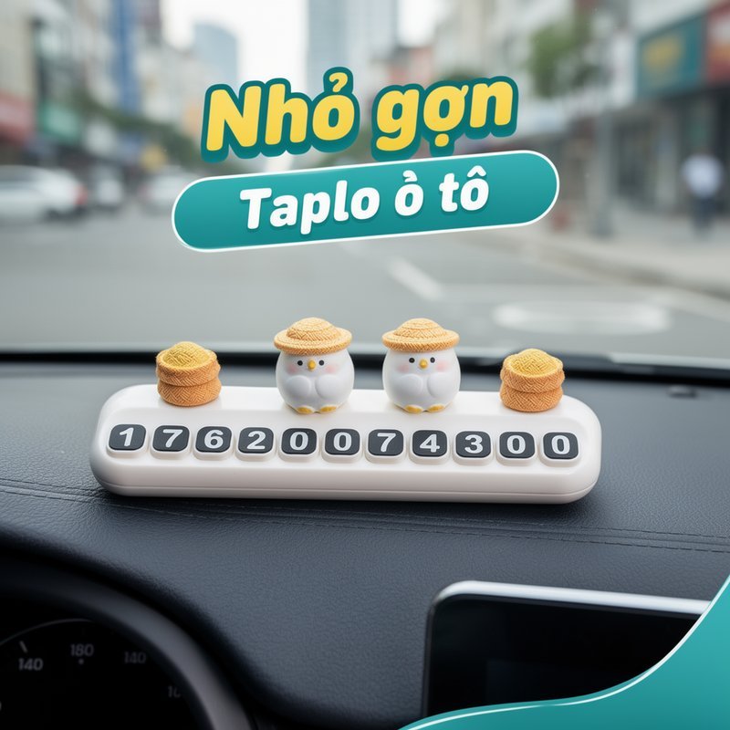 Bảng Số điện Thoại ô Tô Hình Gà Dễ Thương Biển Số Tạm Gắn Taplo Trang Trí Nội Thất Xe