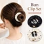 Phụ Nữ Vòng Tròn Lớn Tóc Barrette Tròn Phẳng Chấm Bi Tóc Đen Trắng Phong Cách Dành Cho Người Tổ Chức
