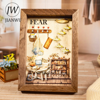 JIANWU Vintage Nhà Sống Ánh Sáng Vật Liệu Cảnh Quan Cắt Dán Thêu Sò PET Miếng Dán Sáng Tạo DIY Tạp Chí Văn Phòng Phẩm