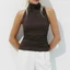 Áo ba lỗ nữ PYCOU, Áo thun không tay cổ cao Slim Fit, Áo thun không tay màu trơn sang trọng mùa hè