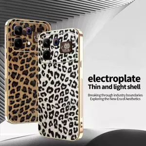 Ốp Lưng Cho Infinix Note 60 Pro X6878 X6879 Da Báo In Hình Edge Mạ Điện Chống Rơi Vỏ Điện Thoại