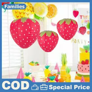 Đèn lồng giấy dâu tây Trang trí tiệc sinh nhật Treo trang trí 3D Badrop