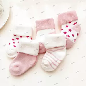 PYCOU 5 Đôi Tất Ngắn Cho Bé, Tất Sơ Sinh Cotton Thoáng Khí, Chấm Bi Ngôi Sao Màu Xanh Hồng Thiết Kế Chống Trượt Vớ Sàn Trẻ Sơ Sinh Mặc