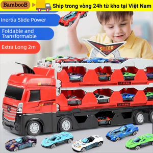 Xe tải vận chuyển ô tô BAMBOOB, Kích thước lớn 8 / 16 chiếc Đồ chơi đúc khuôn gấp, Xe vận chuyển biến thể thao lớn Lưu trữ đa chức năng Mô hình xe thể thao Đồ chơi mô hình cho bé trai