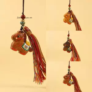 # HB # Móc khóa ngựa linh vật bằng gỗ Phim hoạt hình Pony Dây đeo điện thoại Mặt dây chuyền Bapa Treo trang trí Quà tặng tiệc năm mới.
