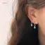 PNPIA- Bông tai mặt dây chuyền Zircon giọt tinh tế Tính khí thời trang đơn giản Tai nữ Bule Phụ kiện trang sức Quà tặng