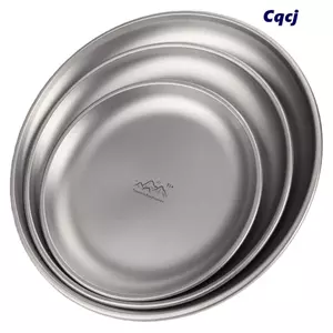 Bộ đồ ăn du lịch CQCJ, Đĩa cắm trại bằng titan tròn có thể xếp chồng lên nhau, Món ăn mờ bền di động Đồ dùng ăn siêu nhẹ
