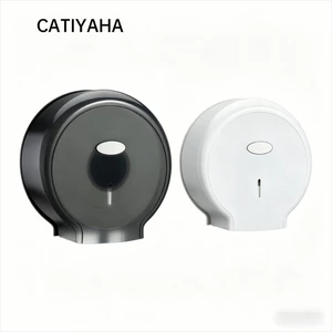 Hộp đựng khăn giấy cuộn đơn CATIYAHA, Hộp đựng giấy vệ sinh treo tường bằng nhựa, Hộp đựng giấy vệ sinh màu trắng đen không thấm nước Tiết kiệm không gian