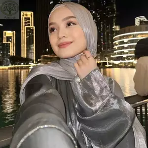Khăn lụa AMLU, Khăn choàng chống nắng dài màu trơn, voan mềm thời trang voan Hijab che mặt ngoài trời