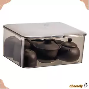 Hộp Bảo Quản Bộ Trà CHEESELY, Hộp Bảo Quản Trong Suốt Chống Bụi Trong Suốt, Tổ Chức Nhà Bếp Nhựa PVC Dung Tích Lớn Có Nắp Trà Ấm Trà Hộp Sắp Xếp Trang Trí Nhà Cửa