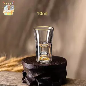 Cốc uống Vodka pha lê cao cấp, đáy đôi mạ vàng, ly rượu mạnh cho bar, quà tặng sang trọng ELWW