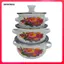 3 Miếng Nồi Tay Cầm Đôi Men Nồi Súp Có Nắp Stew Bean Simmer Nồi Chống Dính Nồi Thiết Kế Hoa Retro Độc Đáo Thích Hợp Cho Nồi Cảm Ứng G