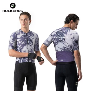 Rockbros Mùa Hè Thoáng Khí Đi Xe Đạp Jersey Nhanh Khô Tay Ngắn Đàn Hồi Cao YKK Dây Kéo Với Nhiều Túi Phía Sau