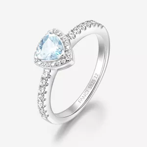 Nhẫn bạc thiết yếu hình tam giác Leroy FANCIME được tạo ra Aquamarine