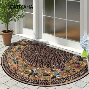 Thảm cửa CATIYAHA, Thảm bán nguyệt phong cách dân tộc dễ lau chùi, Thảm chào mừng chống trượt bền bỉ lối vào phòng tắm