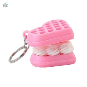 Brandless 3D In Bánh Waffle Sandwich Cookie Giảm Căng Thẳng Móc Khóa Clicker Cho Ba Lô Móc Khóa Đi Lại Hàng Ngày Sinh Viên Văn Phòng