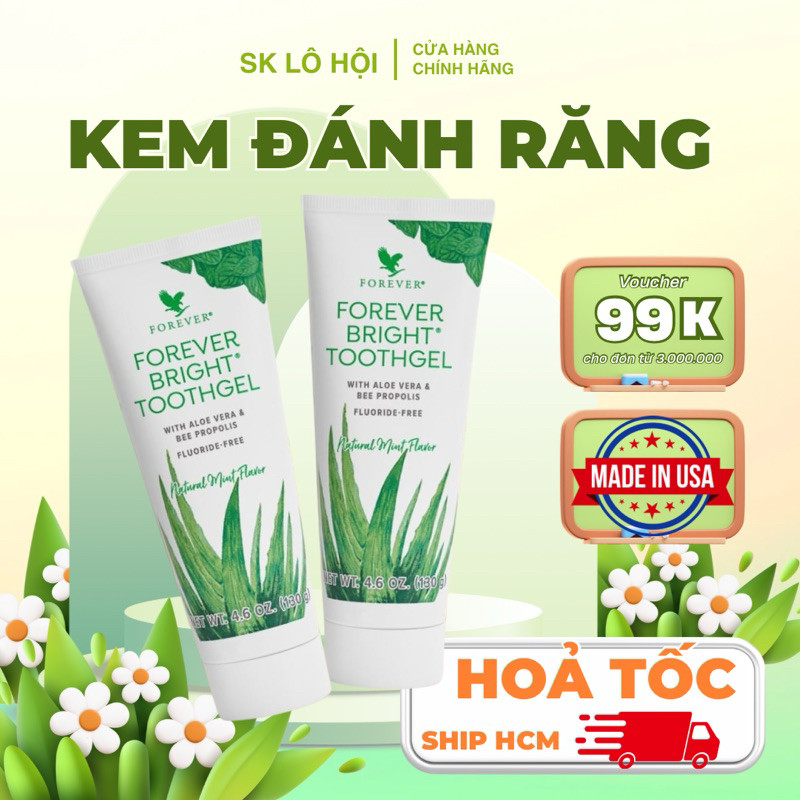 [CHÍNH HÃNG] 028FLP Kem Đánh Răng Nha Đam – Forever Bright Toothgel Kem đánh răng Lô Hội
