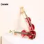 KUZHEN 1 Thời Trang Thanh Lịch Màu Đỏ Violin Chân Trâm Cài Nữ Pha Lê Kim Cương Giả Nhạc Cụ Cài Áo Phụ Kiện Trang Sức HOT