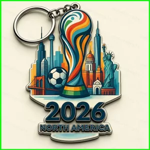 HT3 2026 World Football Match Acrylic Móc Khóa Quạt Mặt Dây Chuyền Lưu Niệm Bền Đẹp Cho Ba Lô Túi & Chìa Khóa TH3