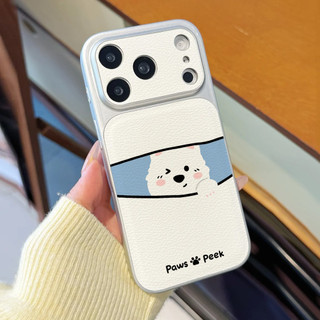 Paws & Peek ỐP đIệN ThoạI Cho IPhone 17/16/PRO Max/15PLUS/14/13/12/11Mạ kim loại kết hợp dán bề mặt da