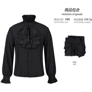 Áo sơ mi nam style Gothic cổ đứng xù, tay dài buộc, phù hợp người yêu ma cà rồng