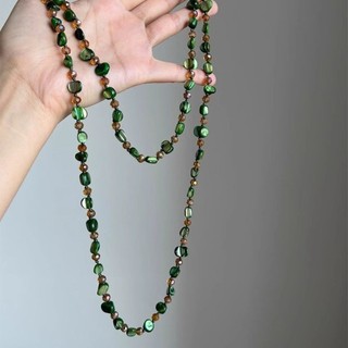 Vòng cổ dài Earthlyco phong cách bohemian với hạt đá lấp lánh, thời trang cho nữ