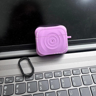Hộp đựng tai nghe gợn sóng lỏng bằng silicon cho AirPods 4 3 Pro 2 Vỏ bảo vệ chống trượt mờ chống sốc có móc khóa