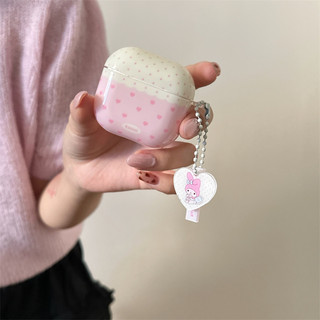 Mặt dây chuyền hình trái tim hồng + giai điệu cho Airpods 1 / 2 3 Pro Pro Pro2 Airpods4 Bộ tai nghe Vỏ bảo vệ Bluetooth không dây Air Pods Pro 3 4 Vỏ bảo vệ tai nghe