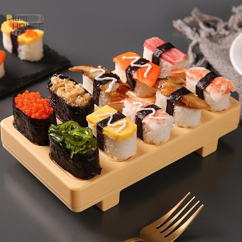 PlumHOUSE Khuôn cơm hình chữ nhật Musubi Press 10 trong 1, làm Onigiri/Nigiri/Sushi, bộ DIY cơm ép Nhật Bản