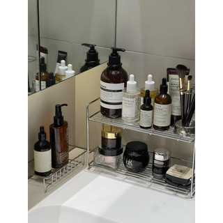 Washstand Giá Để Đồ Để Bàn Hộp Bảo Quản Thoát Nước Lưu Trữ Thép Không Gỉ Mỹ Phẩm Giỏ Giỏ Sắt Vệ Sinh Phòng Tắm