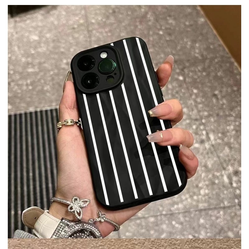 Sọc dọc màu đen trắng đơn giản Thích hợp cho iPhone15PROMAX Vỏ điện thoại Apple 14 Chống sốc 11 / 12 Bao gồm tất cả 13 Nữ X EF0E