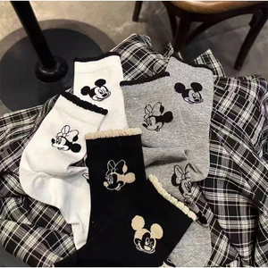 Ins Hợp Thời Trang Phong Cách Hàn Quốc Mickey Minnie Giữa Bắp Chân Tất Được Thiết Kế Hoạt Hình Dễ Thương Chuột Mickey Xuân Thu ​