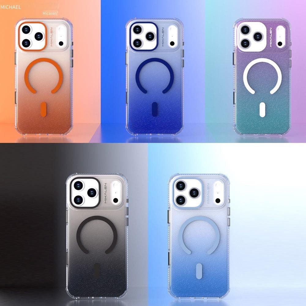Ốp điện thoại Mikalen iPhone 17Pro từ tính 17 Pro max Nút ảnh lấp lánh Gradient Vỏ bảo vệ chống sốc trong suốt
