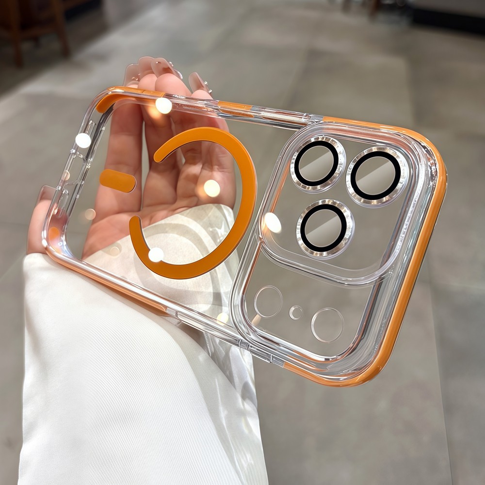 Ốp điện thoại từ tính trong suốt hai tông màu cho iPhone Air 17 pro max 16 13 14 15 pro max 15 16 plus Bảo vệ ống kính chống rơi Vỏ cứng bảo vệ điện thoại