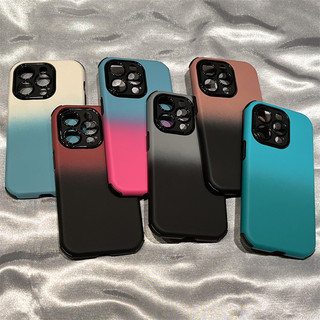 Ốp điện thoại 4 góc màu xám đen Gradient chống sốc 2 trong 1 cho iPhone 17Promax 17Pro 16Promax 12 13 14 15 Pro Max 11 15Plus Vỏ di động nam nữ chống bụi bẩn