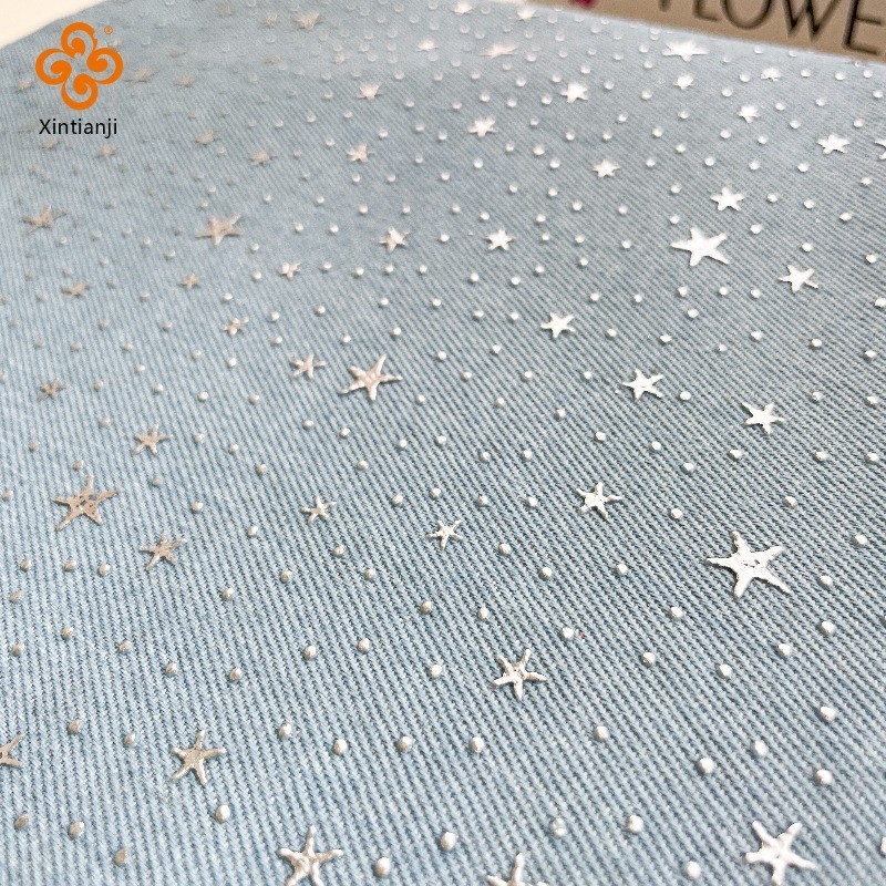Ngôi sao năm cánh kim cương trên vải denim, tiện lợi cho DIY quần áo và hành lý - 0.5m