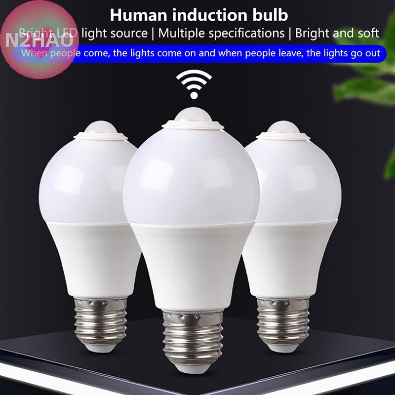 Đèn cảm biến chuyển động N2HAO E27 PIR 5W 9W 15W Bóng đèn LED có cảm biến chuyển động Máy dò chuyển động Đèn ngủ n