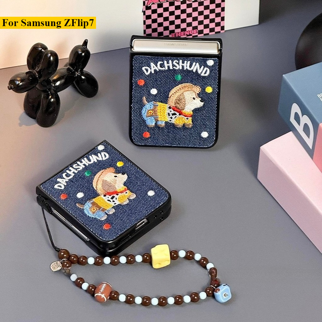 Thích Hợp Cho Samsung Galaxy ZFlip7 5G Phim Hoạt Hình Dễ Thương Western Puppy Vỏ Điện Thoại Dây Gấp Vỏ Cho zflip6 zflip5 zflip4 zflip3 N3flip Mixflip Vỏ Bảo Vệ
