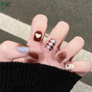Móng tay giả ngắn dễ thương in hình trái tim quyến rũ thoải mái khi đeo móng tay để mua sắm hẹn hò du lịch