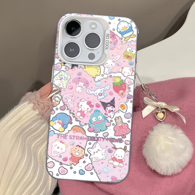 Ốp Lưng iPhone Hình Trái Tim Anime Dễ Thương - Tương Thích 16/15/14/13/12/11 Pro Max, XS Max, X