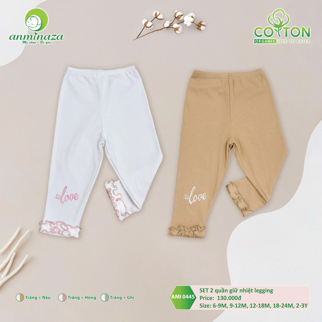Set 2 Quần Giữ Nhiệt Bé Gái Mỏng Mặc Lót Bên Trong Ấm Áp - Hàng Chính Hãng AMI0445