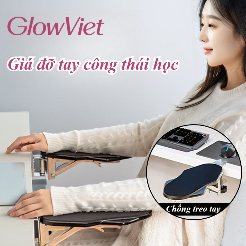 Giá đỡ tay công thái học - Giảm áp lực lên cổ tay, Gọn Gàng, Xoay Tự Do, Phù Hợp Nhiều Tư Thế
